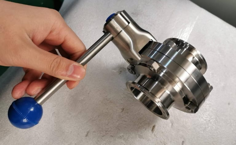 Van bướm inox vi sinh tay gạt Trung Quốc 6 Van bướm inox vi sinh tay gạt