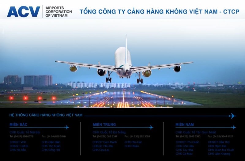 ACV là cụm từ viết tắt của Tổng công ty Cảng hàng không Việt Nam – CTCP